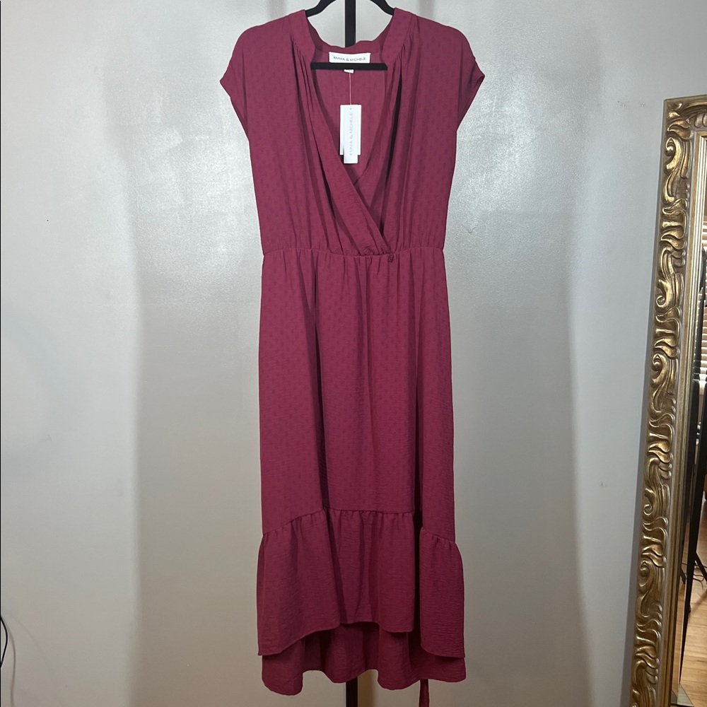 Emma & Michele Wine Red Dress